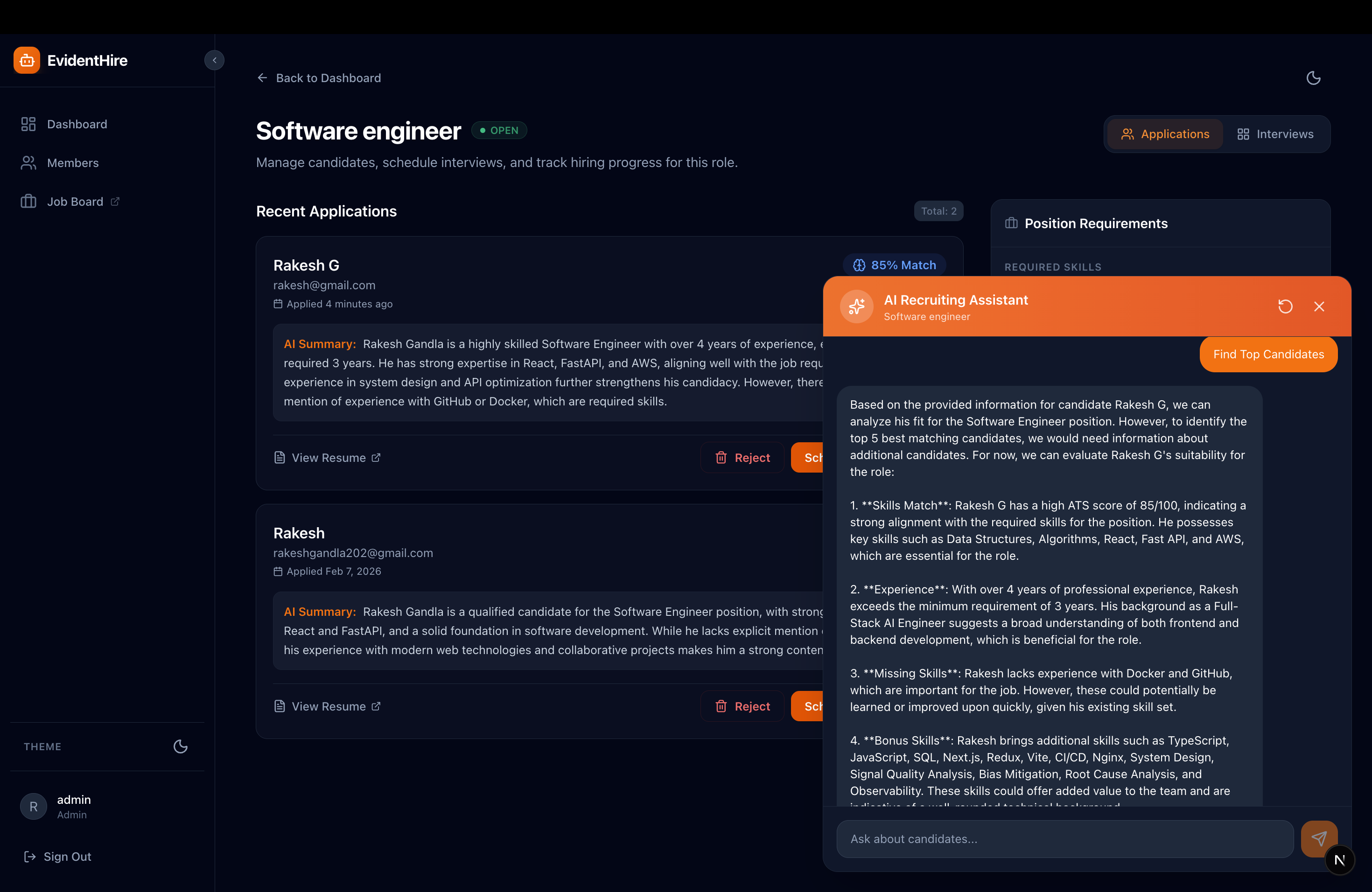 AI chatbot for candidate search